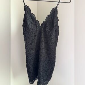 Zara Black Lace Overlay Top